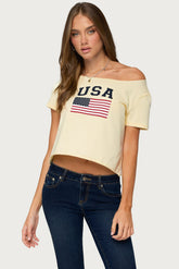 USA Babe Off Shoulder T Shirt