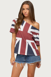 Union Jack Off Shoulder T Shirt