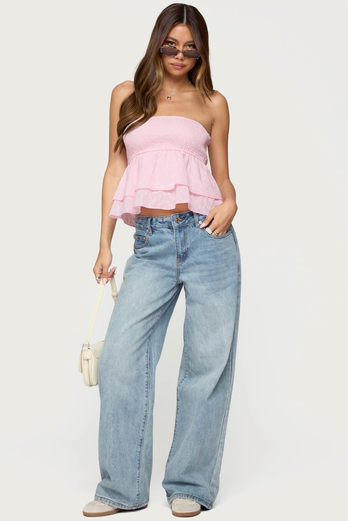 Toria Ruffled Eyelet Strapless Top
