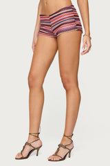 Zigzag Stripe Crochet Shorts