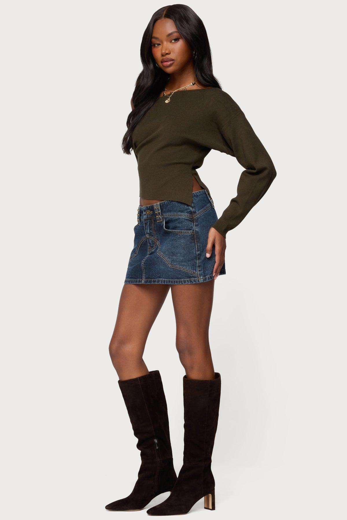 Tory Western Denim Mini Skirt