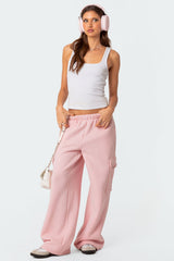 Wide Leg Cargo Sweatpants