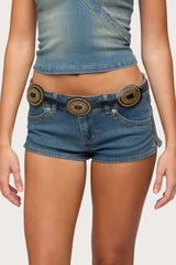 Western Medallion Faux Leather Belt