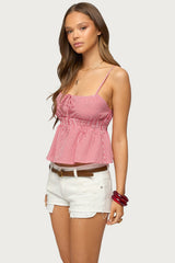 Zahara Gingham Babydoll Top