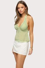 Yoolena Backless Sequin Halter Top