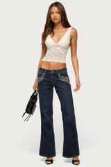 Vanya Sheer Lace V Neck Top