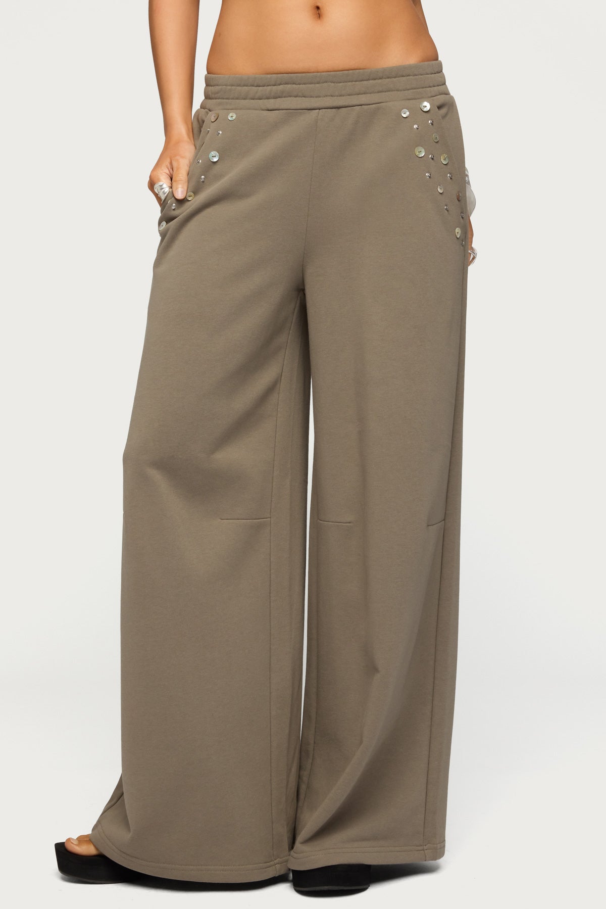 Zania Iridescent Button Sweatpants
