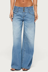 Wide Waistband Low Rise Baggy Jeans
