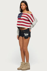 USA Off Shoulder Sweater