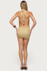 Viviene Backless Metallic Knit Mini Dress