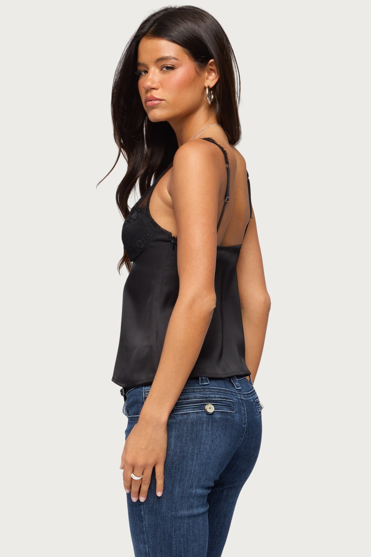 Vikkey Lacey Satin Effect Tank Top