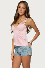 Vikkey Lacey Satin Effect Tank Top