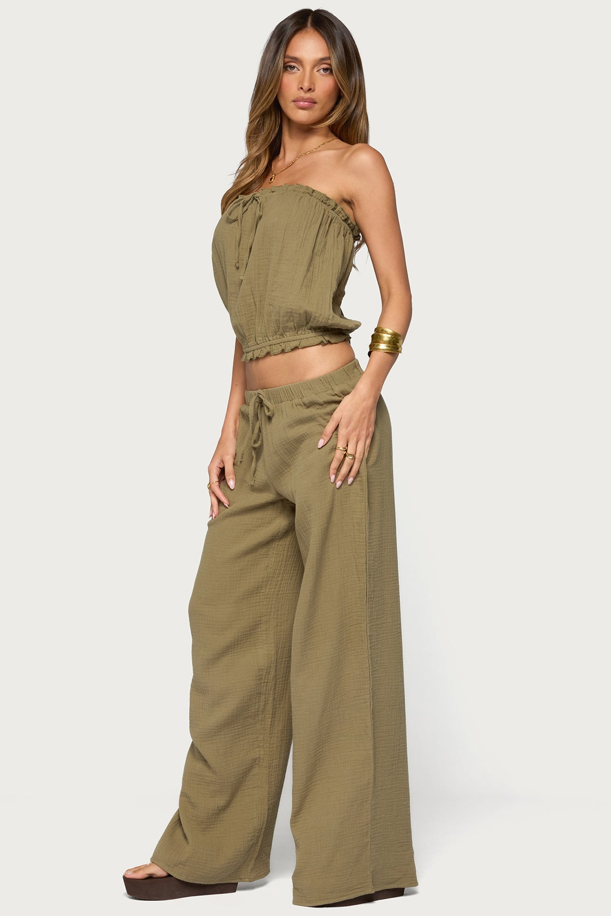 Viktoria Wide Leg Gauze Pants