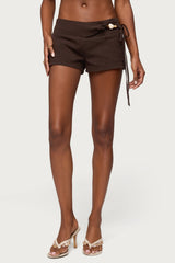 Vikkie Beaded Belt Linen Look Shorts