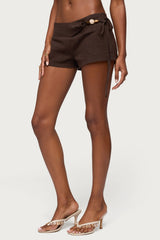 Vikkie Beaded Belt Linen Look Shorts