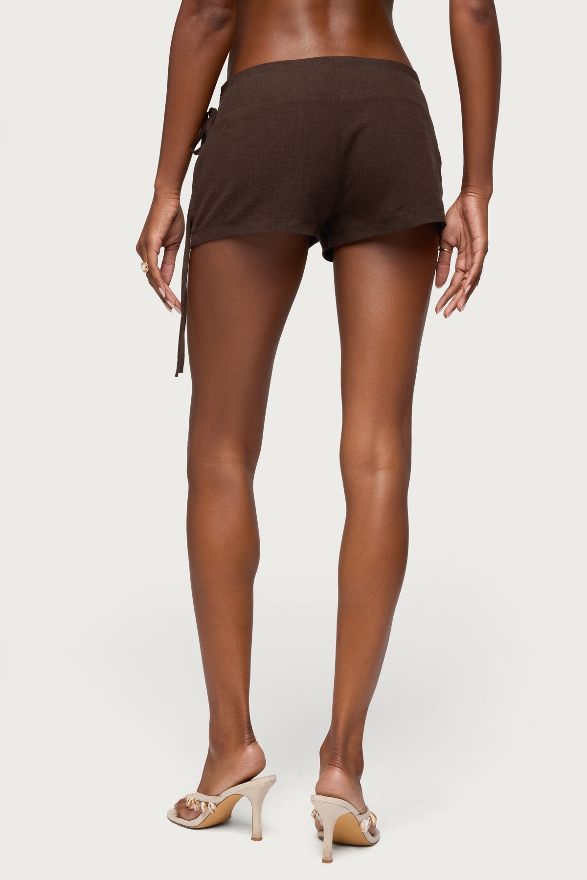 Vikkie Beaded Belt Linen Look Shorts