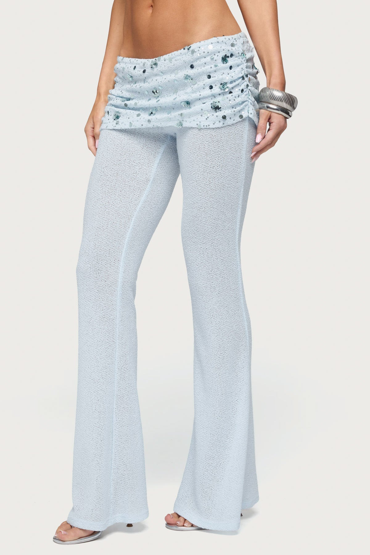 Zephyra Bead & Sequin Foldover Pants