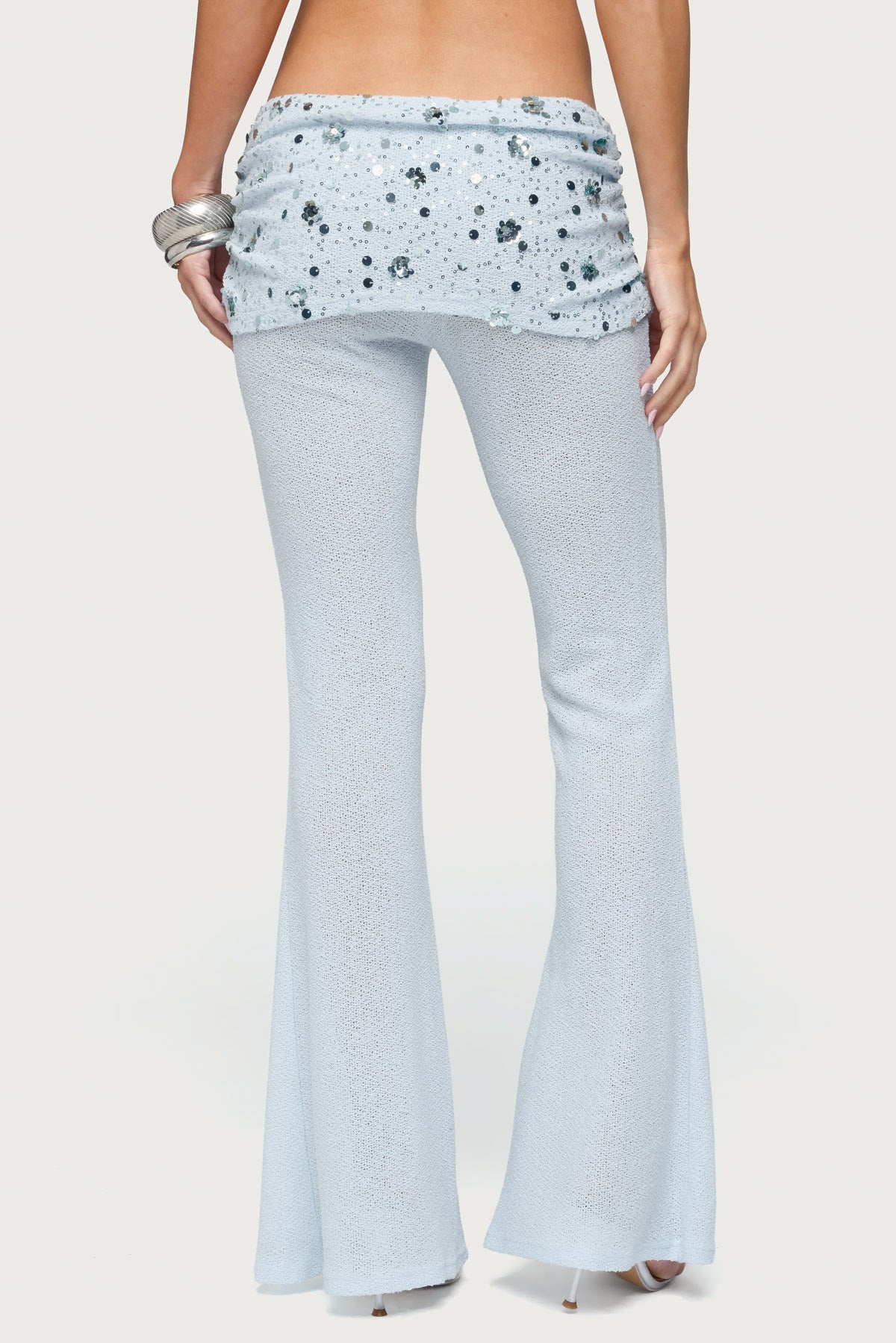 Zephyra Bead & Sequin Foldover Pants