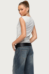 Tie Front V Neck Wrap Top