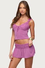 Vessa Lacey Tie Front Top