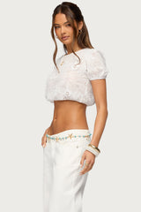 Vessey Eyelet Cropped Bubble Top