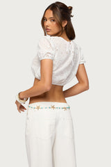Vessey Eyelet Cropped Bubble Top