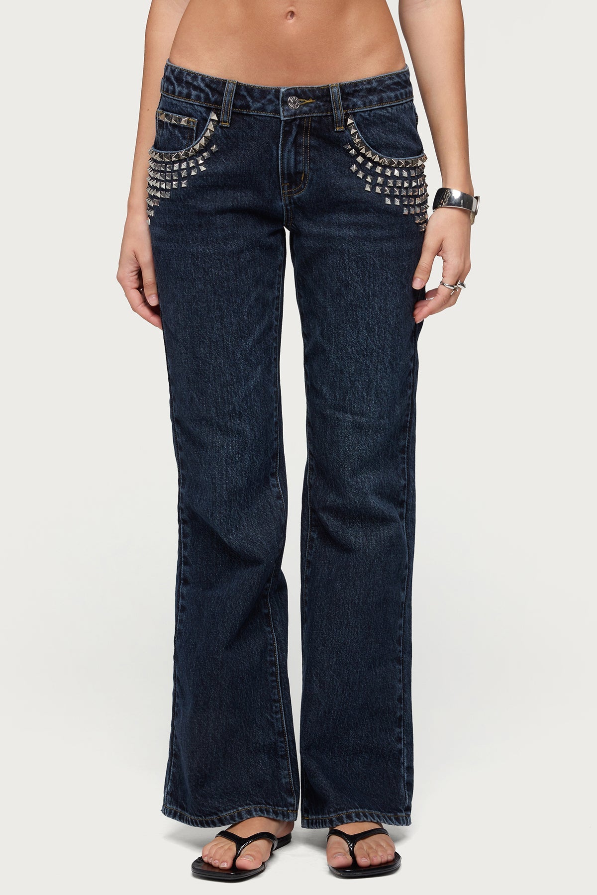 Tyler Studded Low Rise Bootcut Jeans