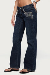 Tyler Studded Low Rise Bootcut Jeans