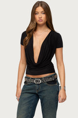 Vanie Deep Cowl Neck Top