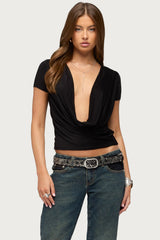 Vanie Deep Cowl Neck Top