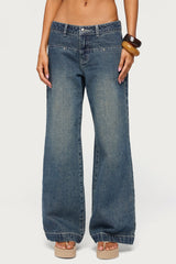 Wyn Studded Low Rise Baggy Jeans