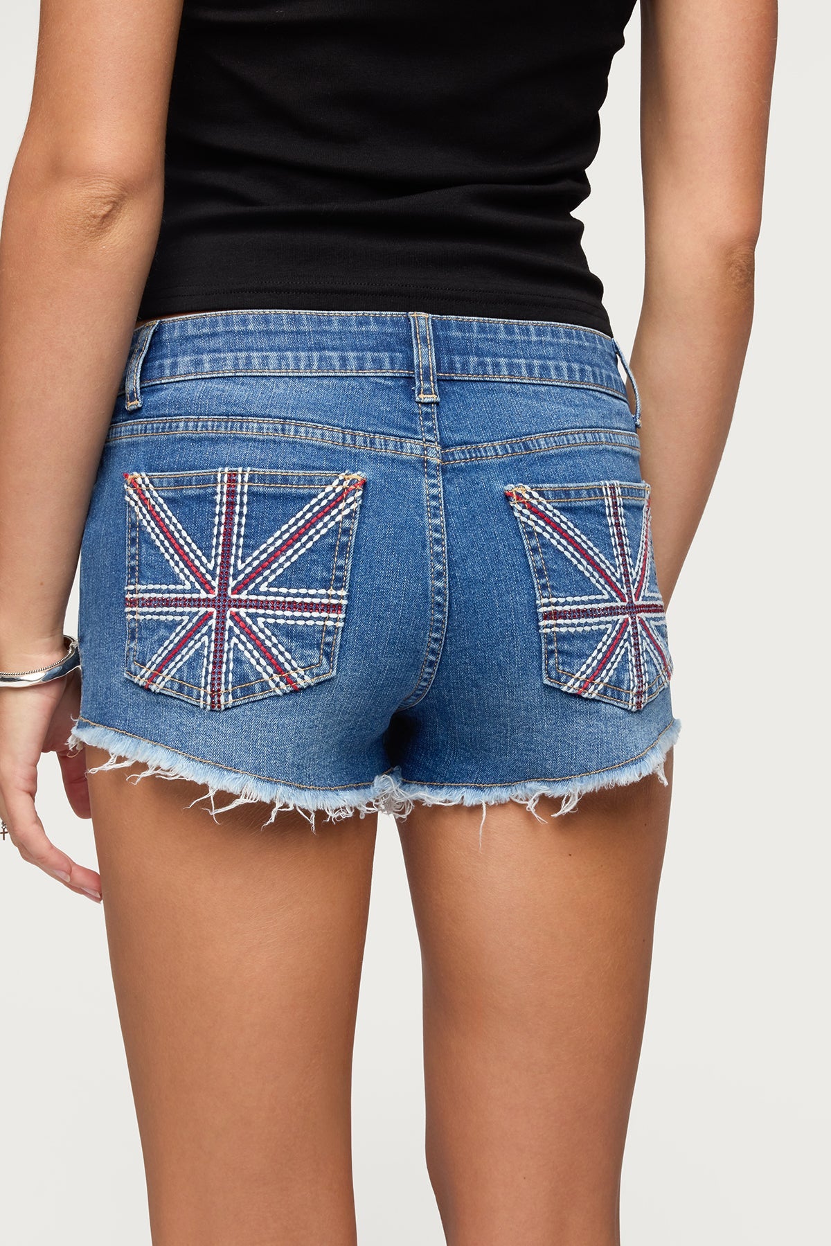 Union Jack Low Rise Denim Shorts