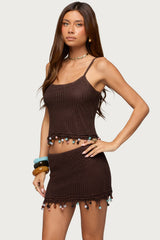 Zeinab Bead Fringe Crochet Top