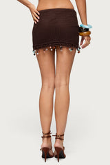 Zeinab Bead Fringe Crochet Mini Skirt