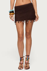 Zeinab Bead Fringe Crochet Mini Skirt