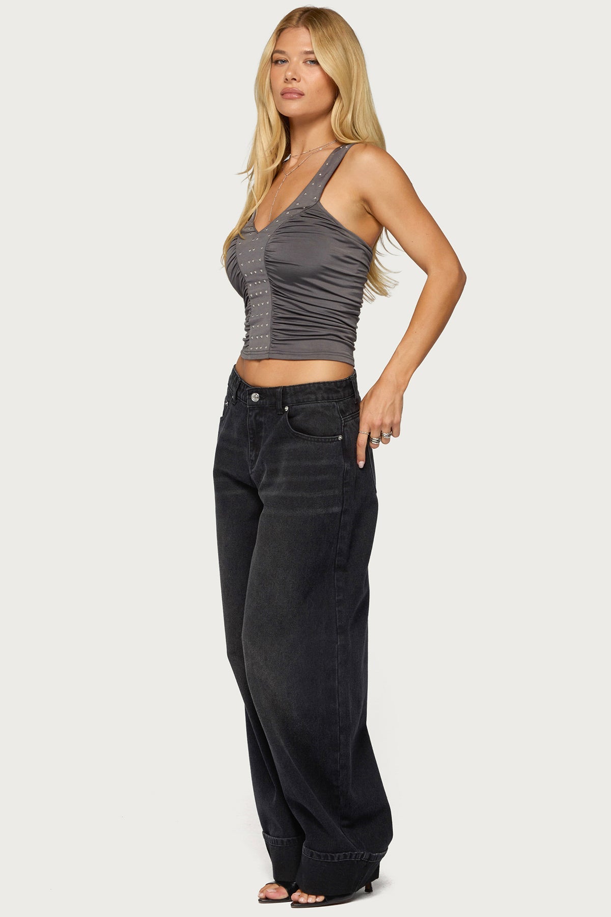 Whitt Studded Ruched Tank Top