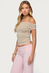 Zory Striped Backless Off Shoulder Top