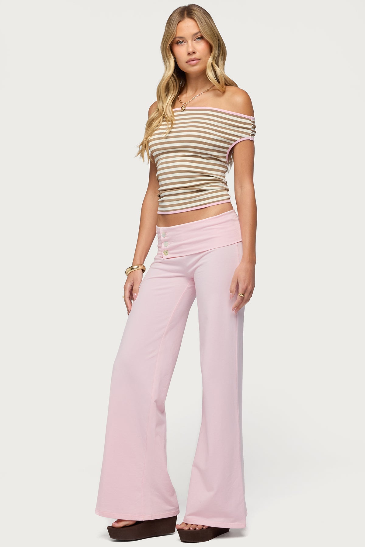 Zory Striped Backless Off Shoulder Top