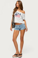 USA Babe Off Shoulder T Shirt