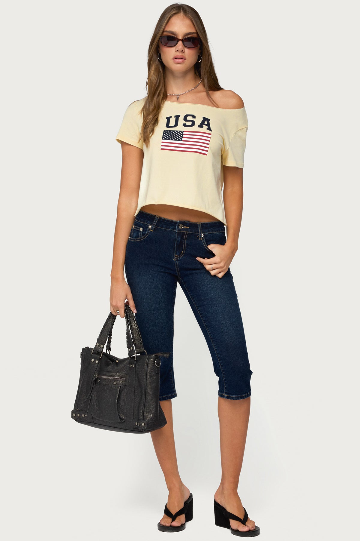 USA Babe Off Shoulder T Shirt