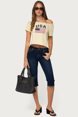 USA Babe Off Shoulder T Shirt