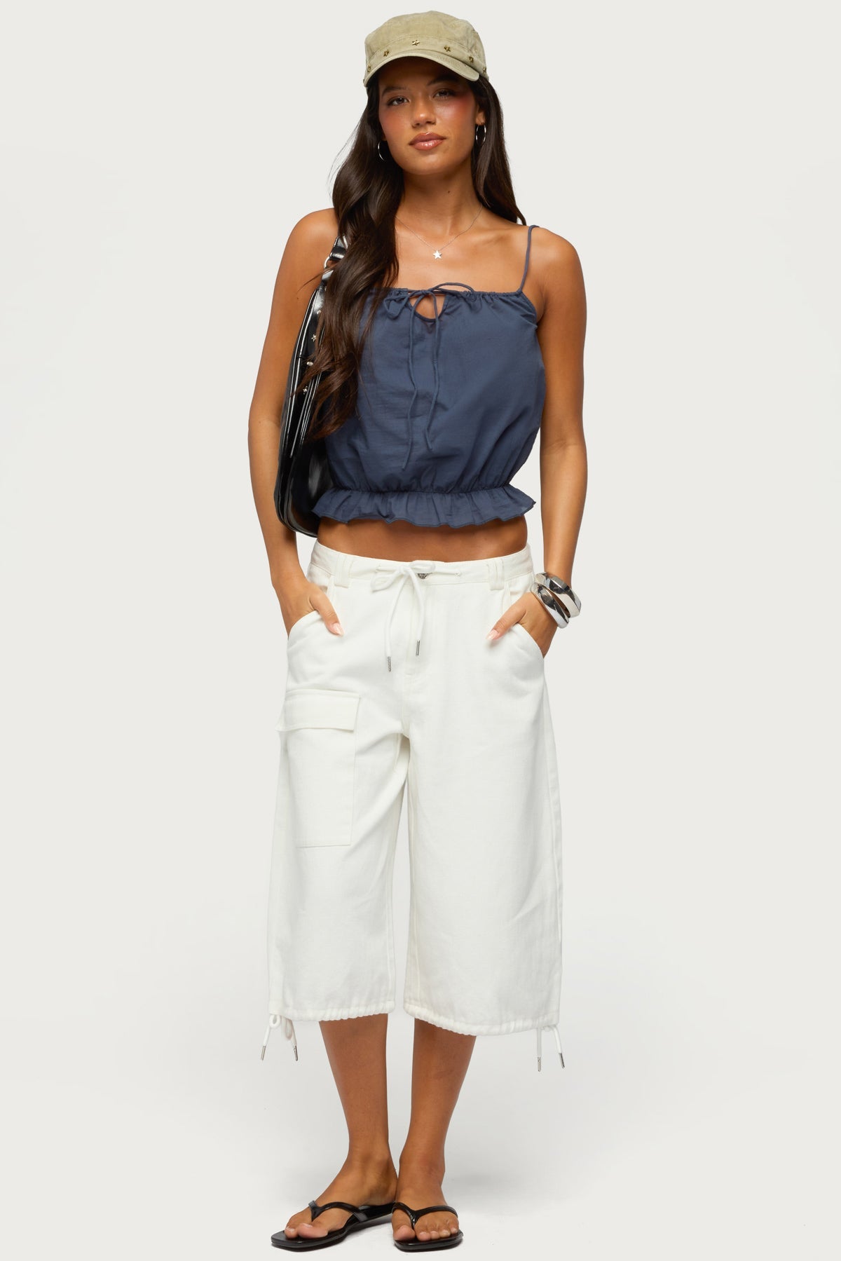 Tohar Keyhole Tie Front Top