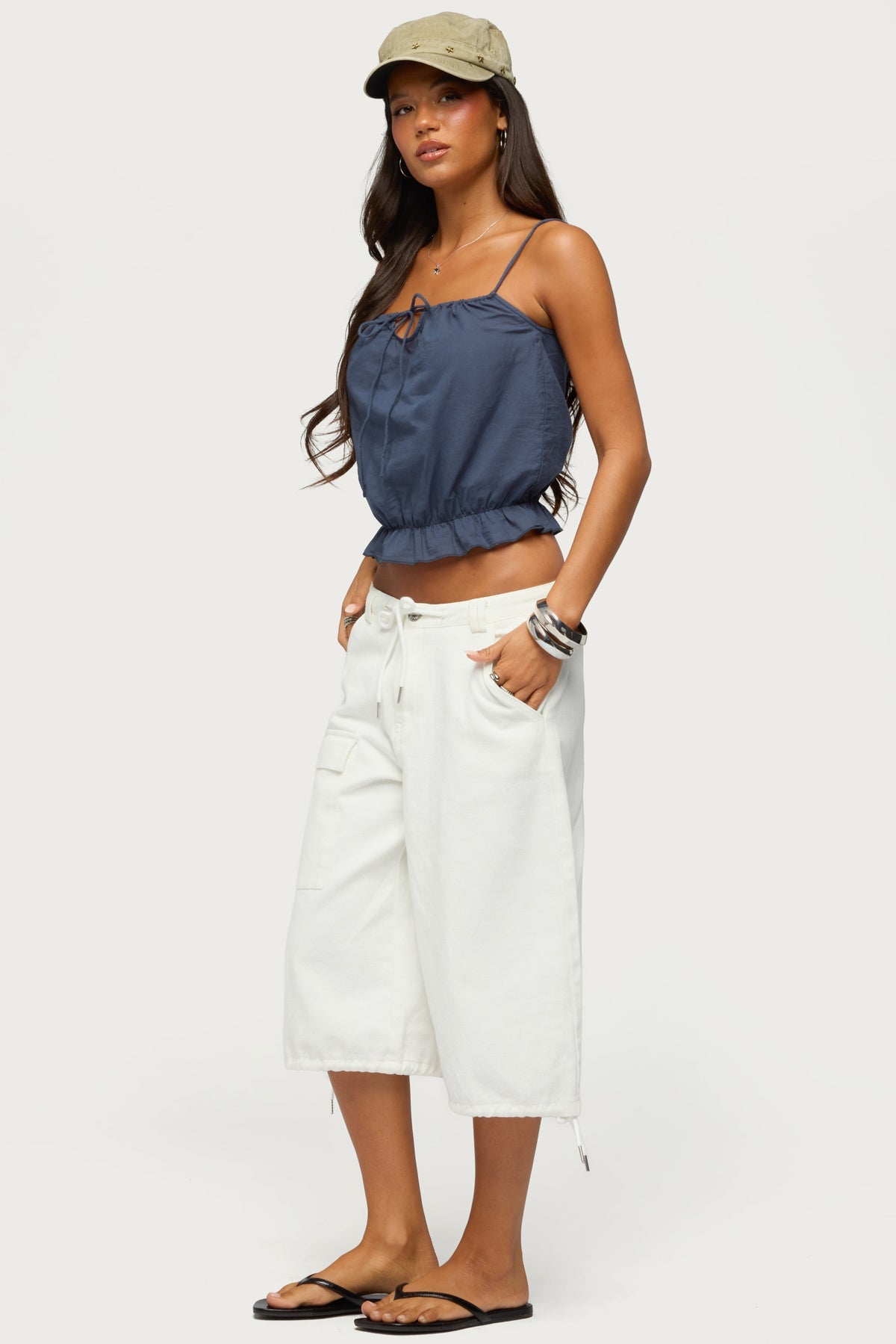 Tohar Keyhole Tie Front Top
