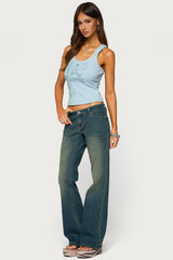 Veila Rhinestone Ribbed Graphic Tank Top
