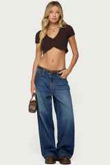 Zila Cropped Cable Knit Top