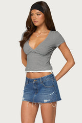 Yannah Striped Layered V Neck Top